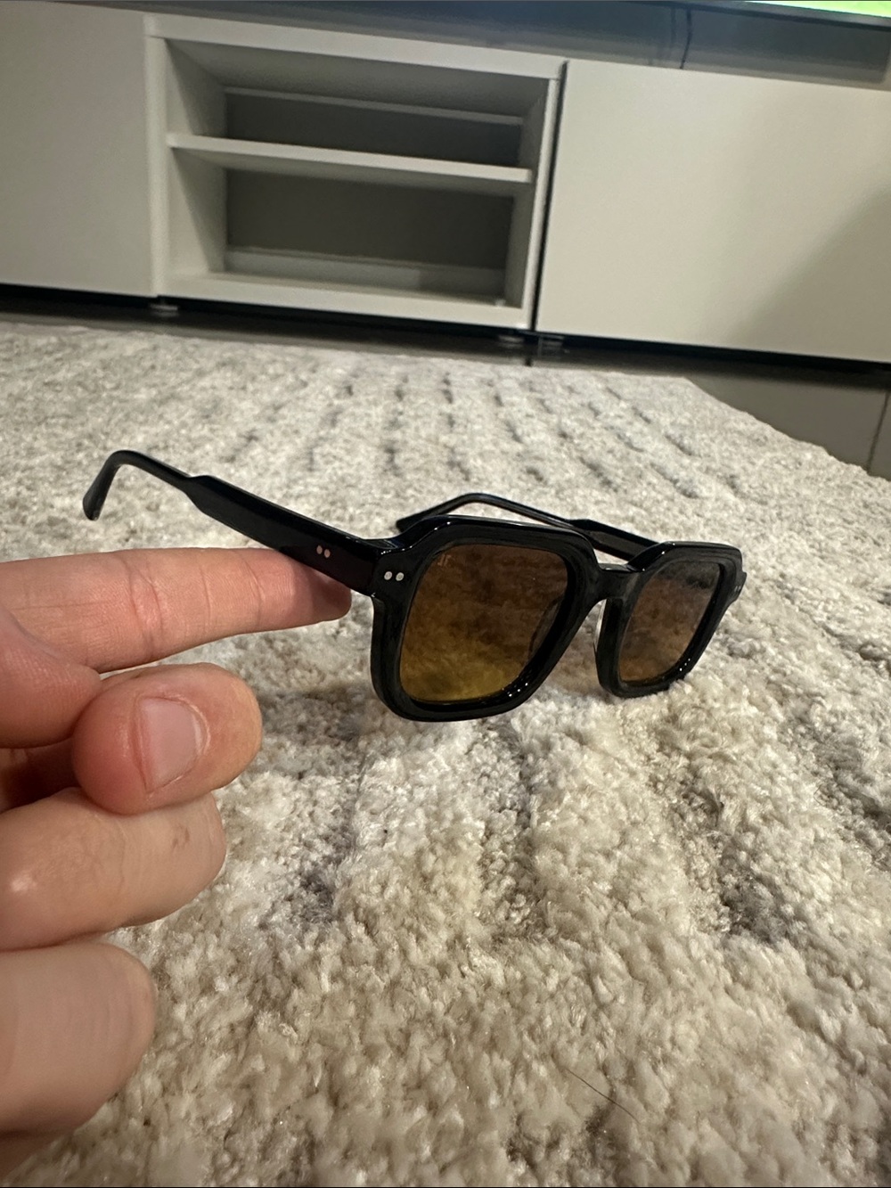 Jimmy Fairly ‘Etty’ Black Sunglasses with Amber Lenses